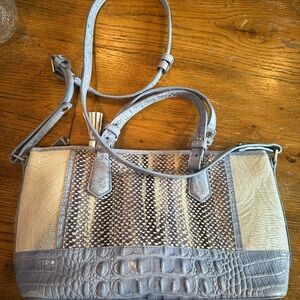 Brahmin- Elegant Blue and Cream Women's Handbag